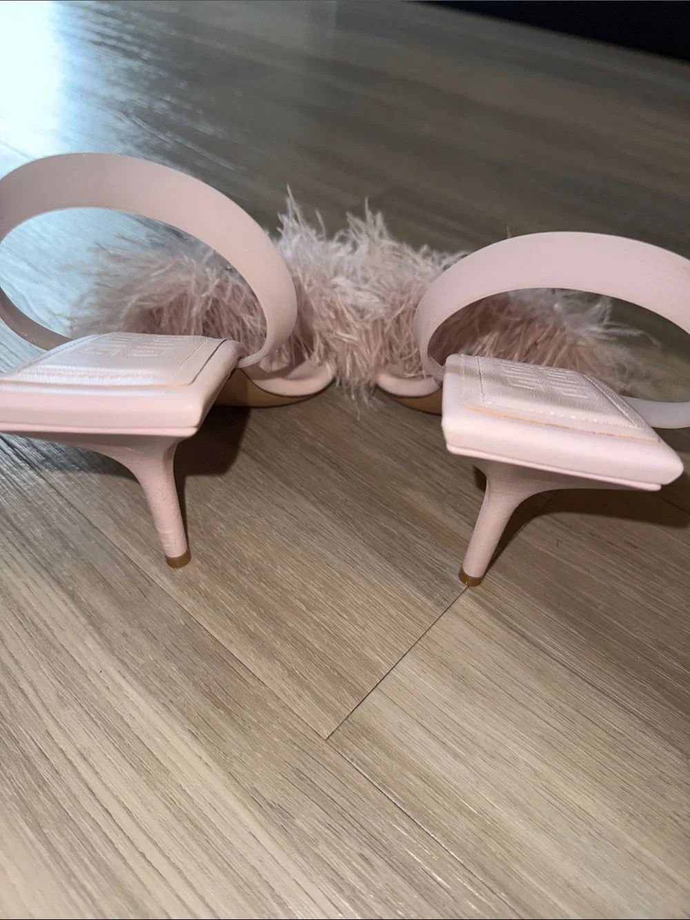 Givenchy mauve Feather Strap Square-Toe Heels